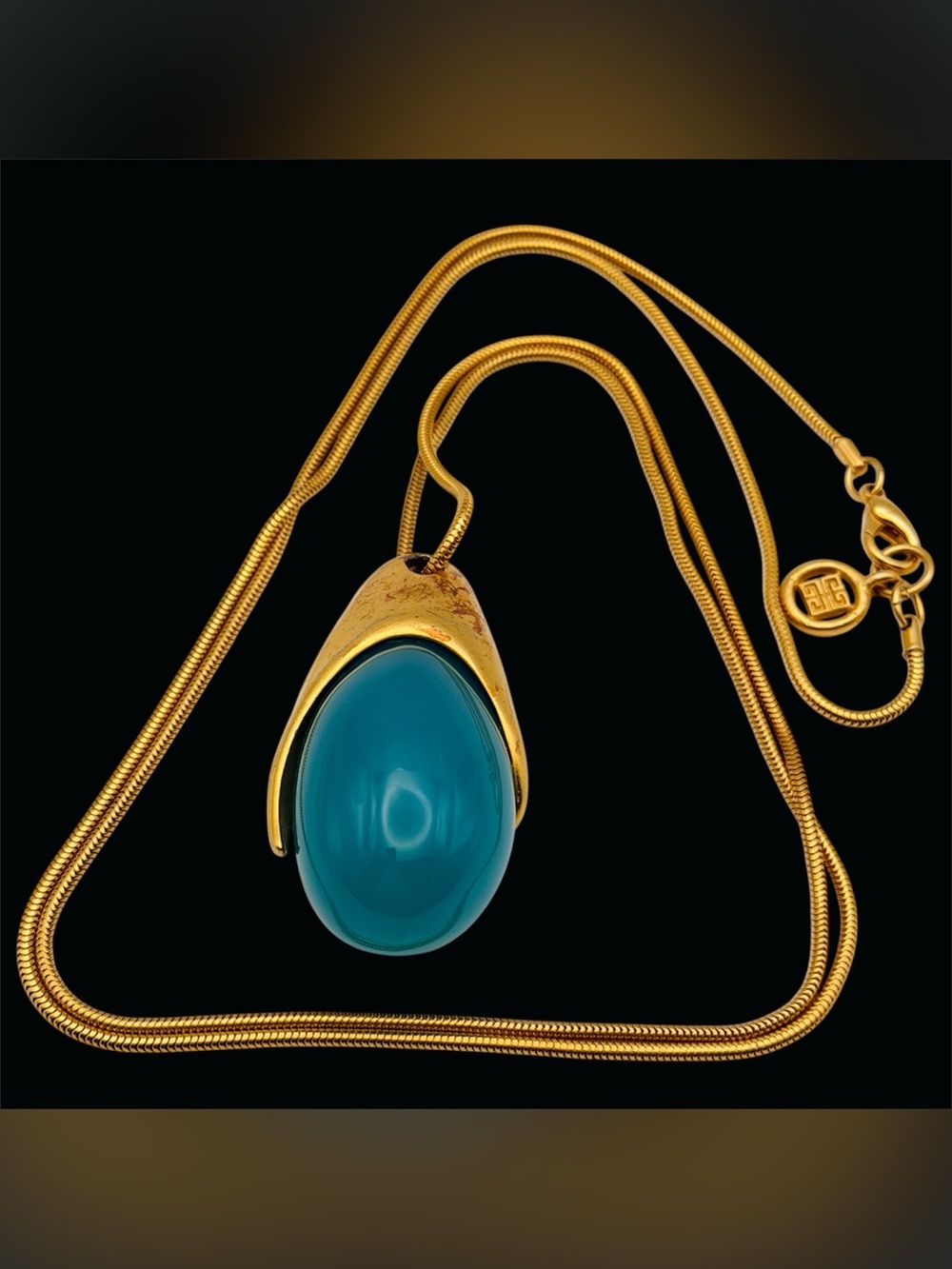 Gvenchi Gold-Tone Aventurine Long Pendant Necklace